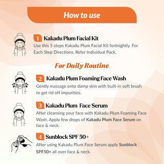 Kakadu Plum Ultimate Vitamin C Combo Set of 4 (Kakadu Plum Facial Kit, Kakadu Plum Foaming Face Wash, Kakadu Plum Face Serum & Sun Block SPF50+)