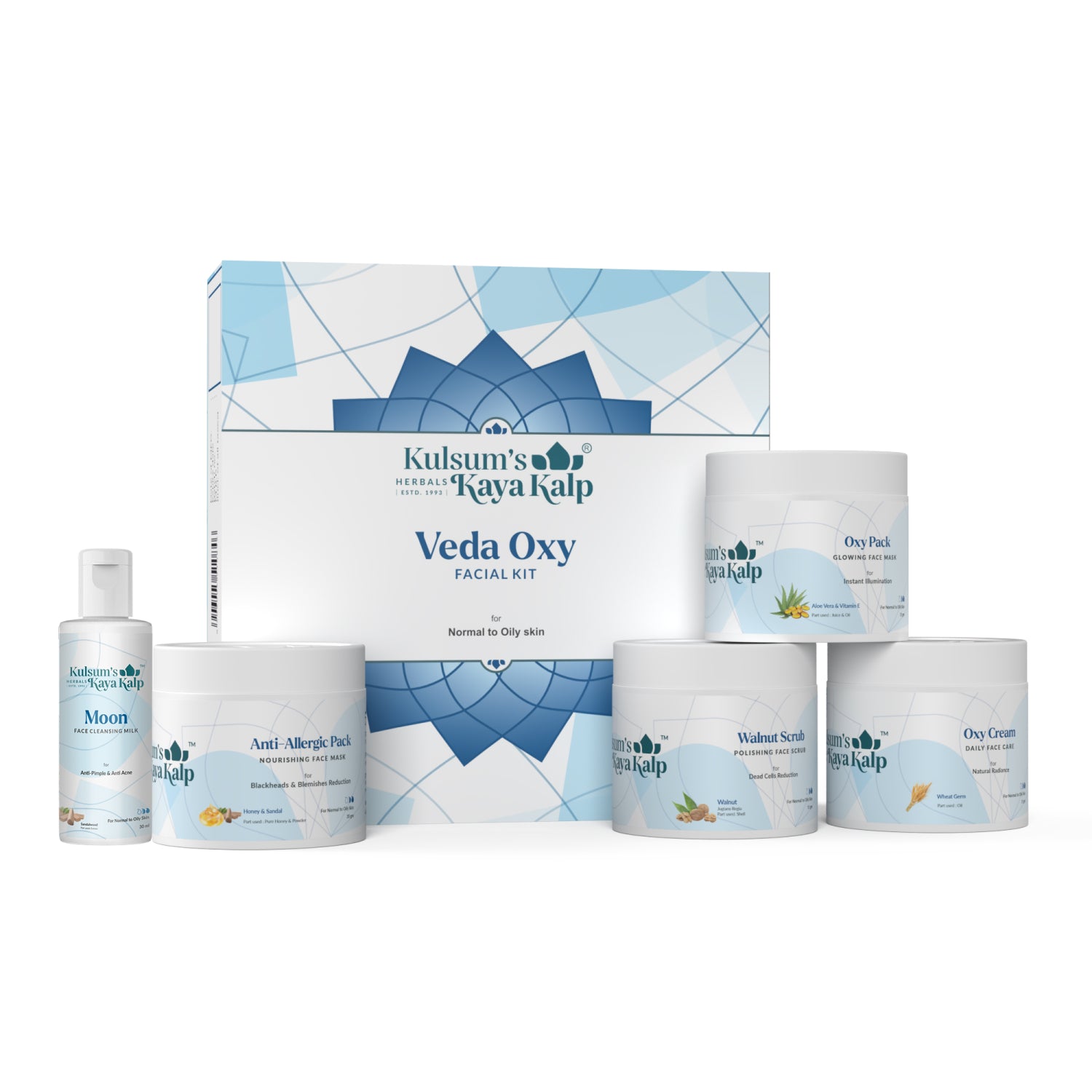 Kulsum's Kaya Kalp Herbals Veda Oxy Facial Kit for Women & Men, Normal to Oily Skin ,15 gm