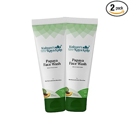 Kulsum’s Kaya Kalp Herbals Papaya Fairness Face Wash for Dirt Removal & Anti Blemishes,All Skin Types,50 ml (Pack of 2)